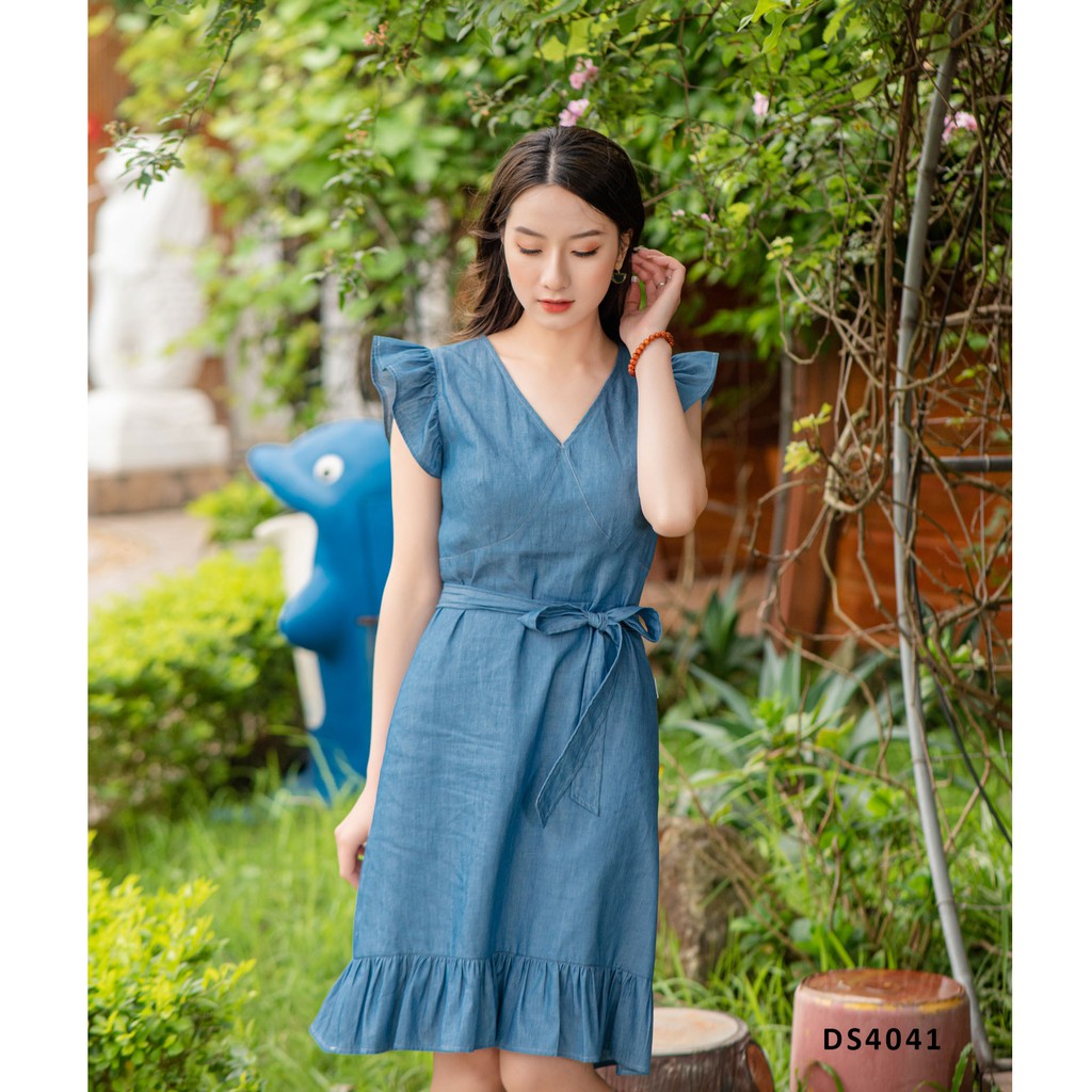 Đầm Ôm Đuôi Cá Cổ Tim Đai Eo Rời Emspo Ds4041
