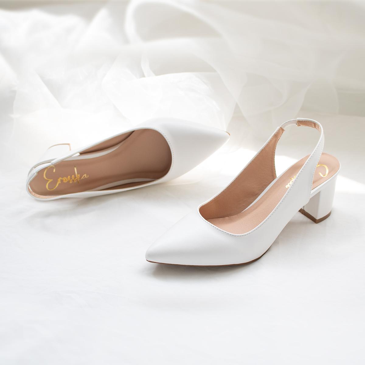 Giày nữ, giày cao gót slingback hở gót, bít mũi thời trang nữ kiểu dáng basic _ EH015 ( NU)