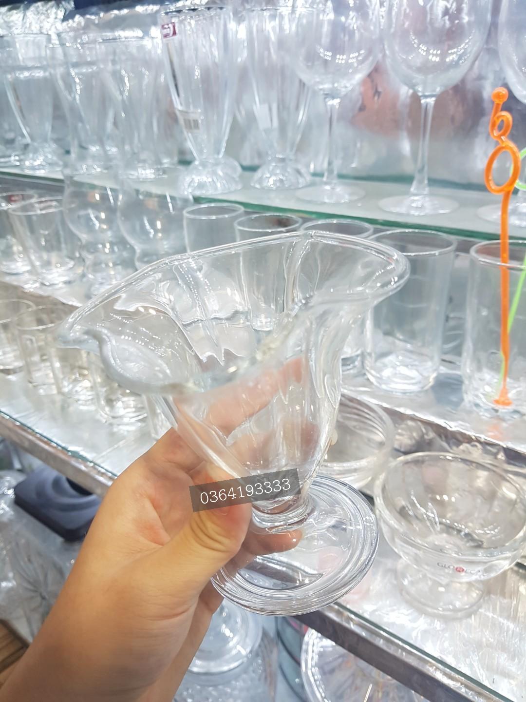 Bộ 6 Ly kem thủy tinh bông hoa 220ml