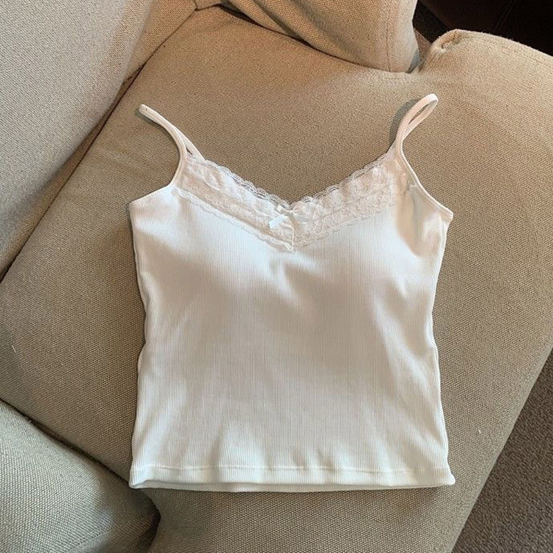 Áo bra 2 dây cotton phối ren cổ tim nơ mini siêu nữ tính freesize dưới 55kg V1 dưới 90cm - NHShop