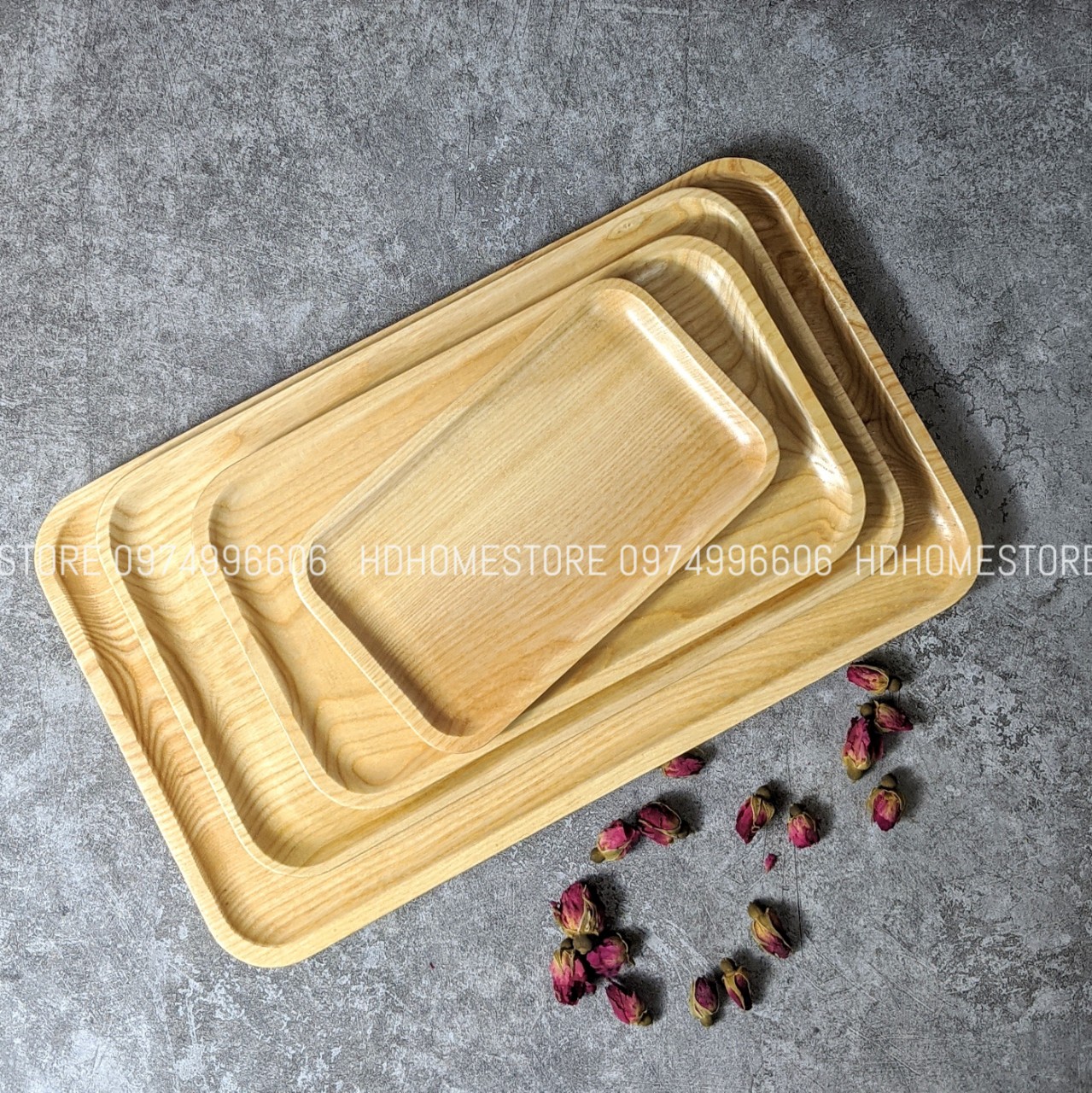 Khay chữ nhật gỗ tần bì 11x18.5cm