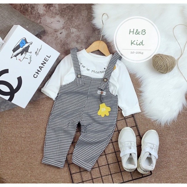Set Yếm Caro Chun Hàn 2 Chi Tiết