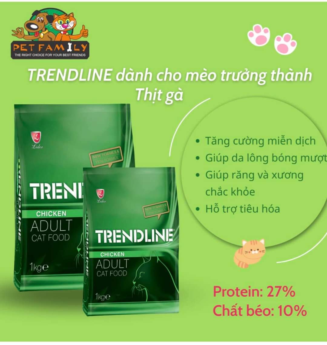 Hạt Trendline Thức Ăn hạt khô cho mèo túi 1kg