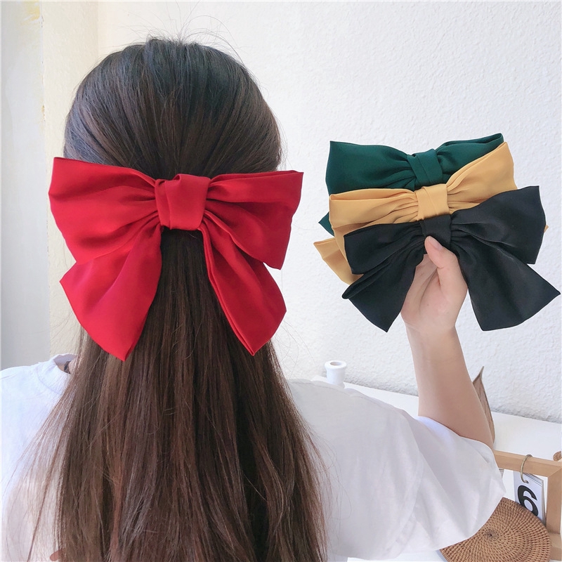 Kẹp Tóc Đính Nơ Chất Lụa Satin Mềm Nhiều Màu - Mã KT001