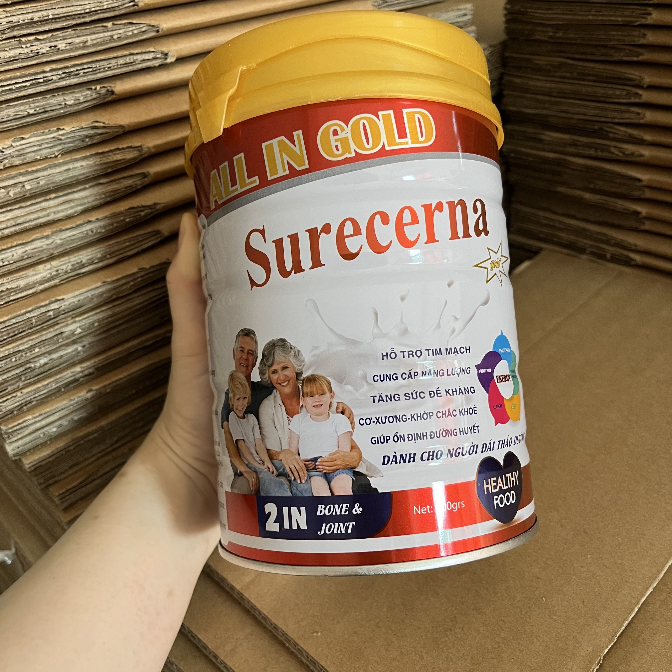 Sữa bột All In Gold dành cho người tiểu đường 900g - Sữa Tiểu đường 900g - Dinh dưỡng đặc biệt dành cho người bệnh tiểu đường - Sữa Tiểu đường All In Gold Surecerna 900g