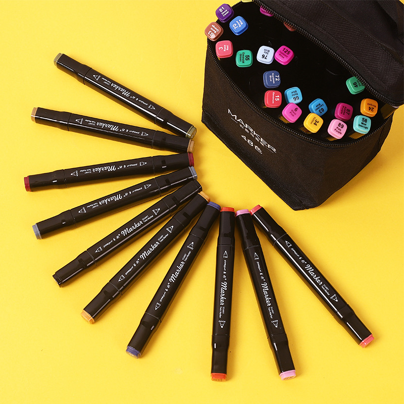 SÉT BÚT DẠ 48 CÂY KÈM TÚI-Bút vẽ, bút màu Marker Touch Túi Vải Bộ 48 màu, vẽ anime,chân dung,phong cảnh-bút dạ màu cao cấp - Set 48 màu + có kèm theo túi đựng