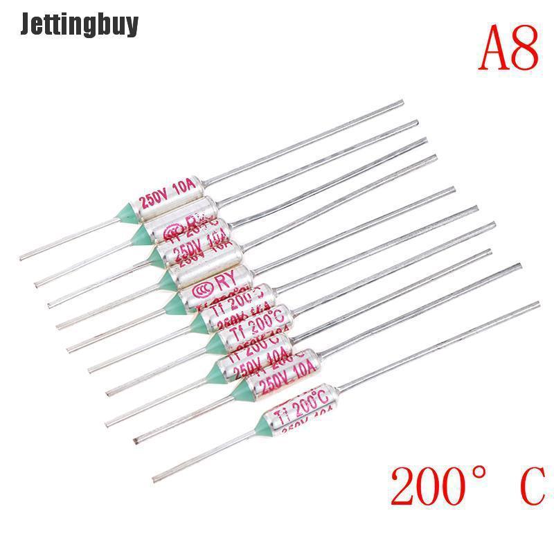 Jettingbuy 10pcs 95°C/133°C/145°C/157°C/172°C/184°C/192°C/200°C/216°C/240°C Thermal Fuse