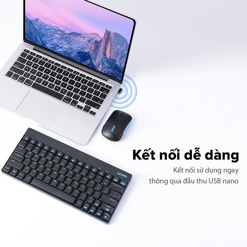 Bộ chuột và bàn phím không dây mini AKM2000 Đen
