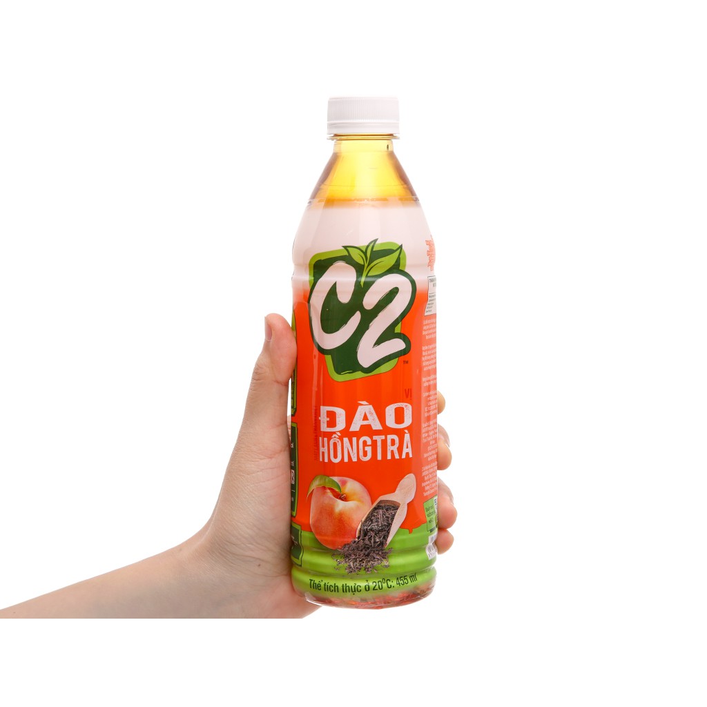 Lốc 6 Chai C2 Hồng Trà Đào Chai 455ml