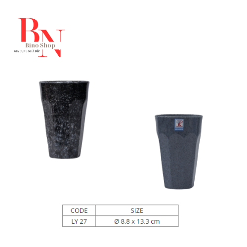 Ly Nhựa Melamine Kiểu Cao Vân Đá Đen/Xanh -400ml