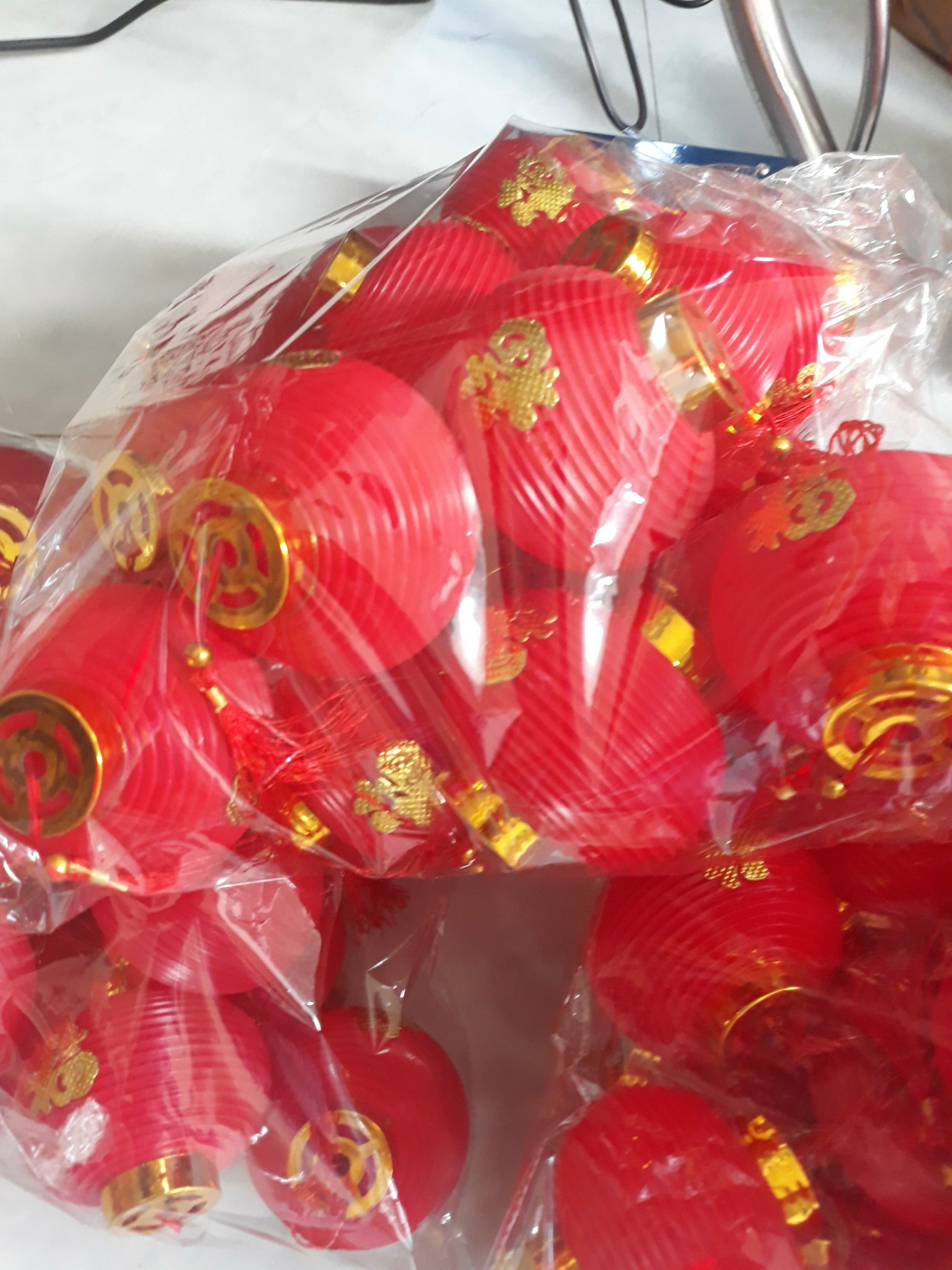 [HCM] wire red lantern decorative braid-wire long 5m (8x8cm)