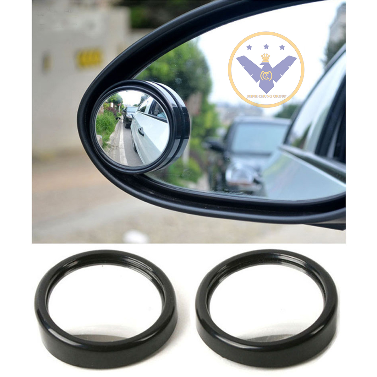 1 cặp Gương Cầu Lồi Hỗ Trợ Xóa Điểm Mù Ô tô Xe Hơi Xoay 360 Độ