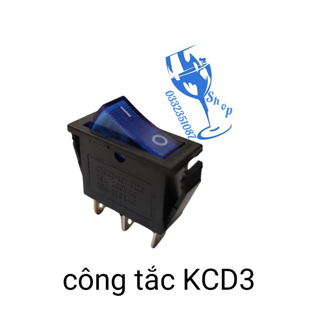 10 chiếc công tắc KCD3 màu xanh, công tắc 3 chân màu xanh