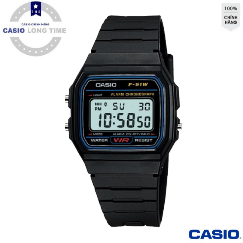 Đồng hồ nam dây nhựa Casio F-91W-1DG - Viền Xanh- Tuổi Thọ Pin 7 Năm- Chống Nước , đồng hồ nam , đồng hồ điện tử , đồng hồ nữ , đồng hồ chống nước