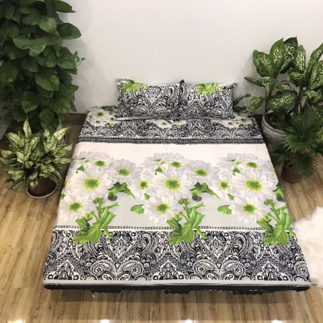 [HCM]TRỌN BỘ CHĂN GA GỐI COMBO 5 MÓN - 4 MÓN  1M6 x 2M HOA XANH 3D CỰC HOT( 1 Drap + 2 Vỏ Gối Nằm + 1 Chăn Hè + 1 Vỏ Gối Ôm )