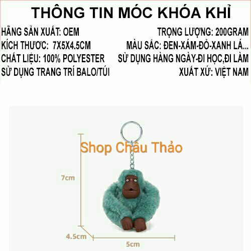 [HCM]Móc khóa khỉ kipling dùng trang trí balo túi xách