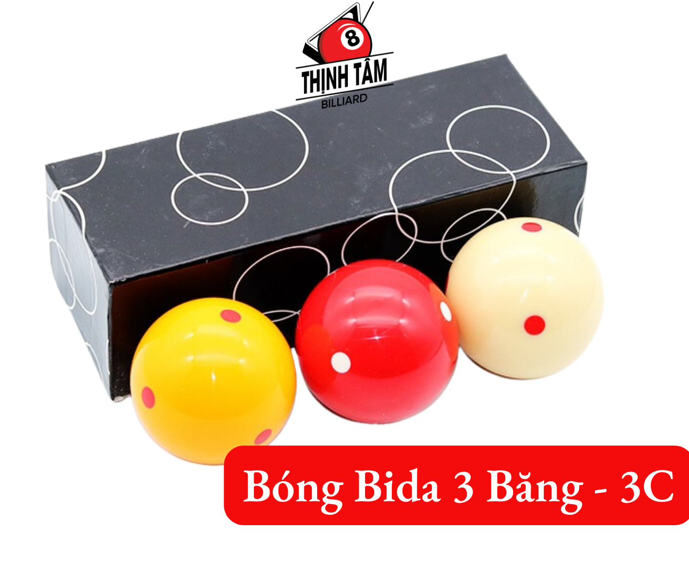 [THỊNH TÂM] Bộ 3 Bóng Bida 3 Băng, Bóng Bi-A 3C 6 Chấm [ Bộ Bóng 3C ]