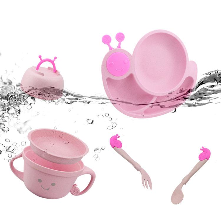 (CHỌN MÀU) Bộ Bát Ăn Dặm Lúa Mạch 5 Món Hình Ốc Sên Cho Bé HSA1141