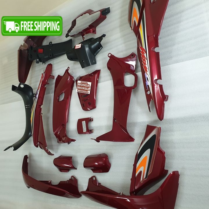[MIỄN SHIP - TẶNG TEM] Bộ nhựa - dàn áo MÀU ĐỎ ĐUN cho xe Wave ZX - Wave Anpha - Wave 100 đời 2002 đến 2006, đồ phụ tùng xe máy giá rẻ