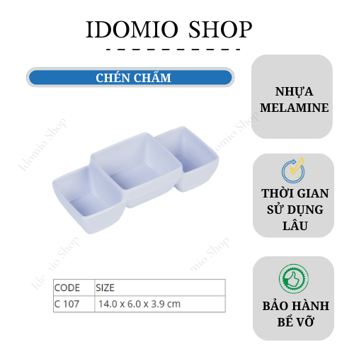 Chén Nước Chấm 3 Ngăn Nhựa Melamine Cao Cấp ( C107)