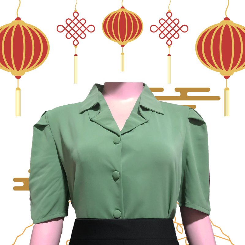 ÁO SƠ MI cổ kiểu nữ trung niên vải lụa Ý CAO CẤP