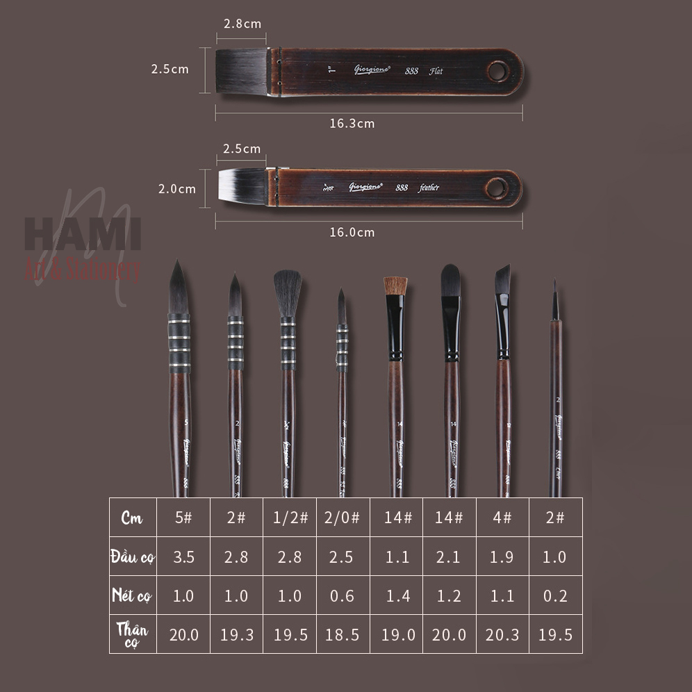 Cọ Vẽ Giorgione cao cấp set 10 cọ