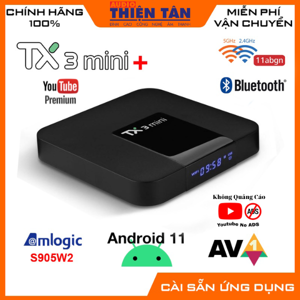 Android Box TX3 mini+ (Plus) - Ram 2G/16G - Chip Alogic S905W2 - Android TV 11 - Phiên Bản 2022 - YOUTUBE PREMIUM 12 Tháng