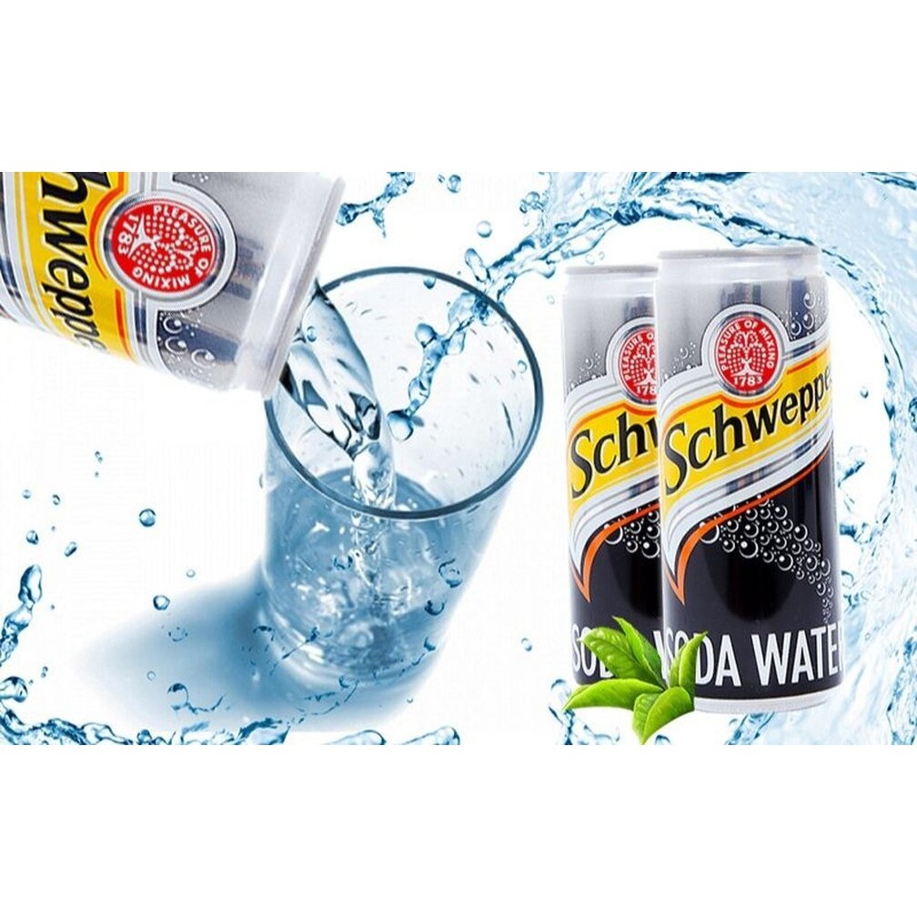 ☽☎✇  Nước Ngọt Có Gas Soda Schweppes Soft Drink Lon 330ml Tháng 06/2022