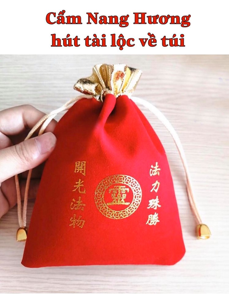 Túi Cẩm Nang Hương chiêu tài hút lộc đựng đá phong thủy và tiền xu