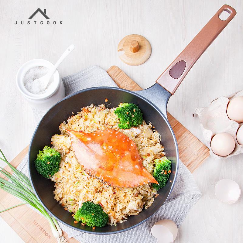 Justcook Chảo Nồi Đáy Bằng Chảo Chống Dính Nhất Thể Đúc Đồ Gia Dụng Không Khói Dầu Nồi Xào Gas Bếp Từ Đa Năng