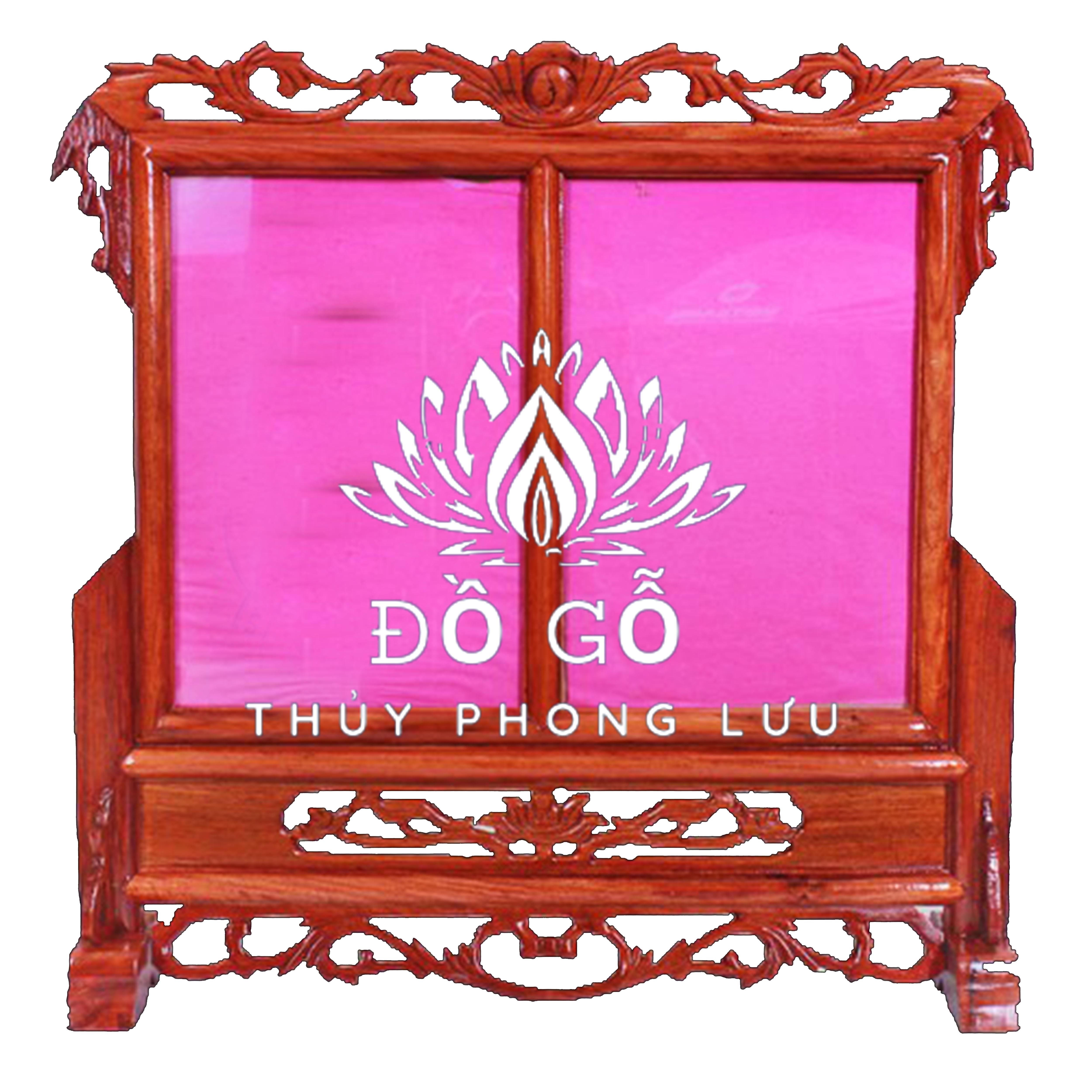 Khung ảnh thờ đôi gỗ hương Khung ảnh thờ 2 ảnh hoa lá tây