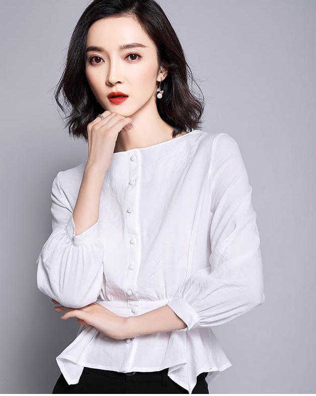 [HCM]Áo nữ tay lỡ eo peplum tôn vẻ đẹp nữ tínhsang trọng - 2 màu đỏ trắng - free size dưới 65kg