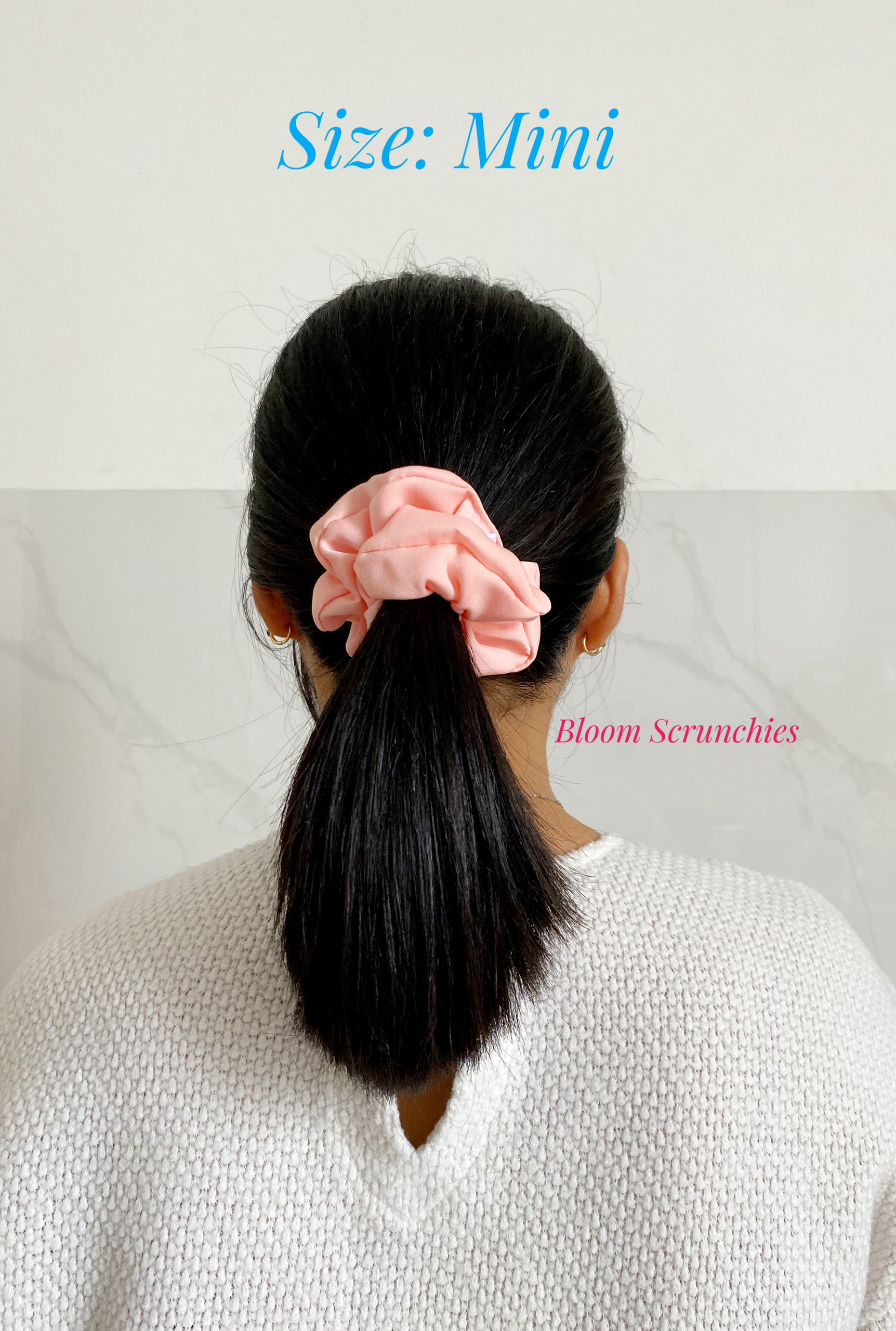 Dây cột tóc lụa ngọc trai màu hồng sáng _ Mini_Scrunchies