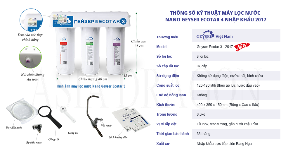 [HCM]Máy Lọc Nước Geyser Ecotar 3