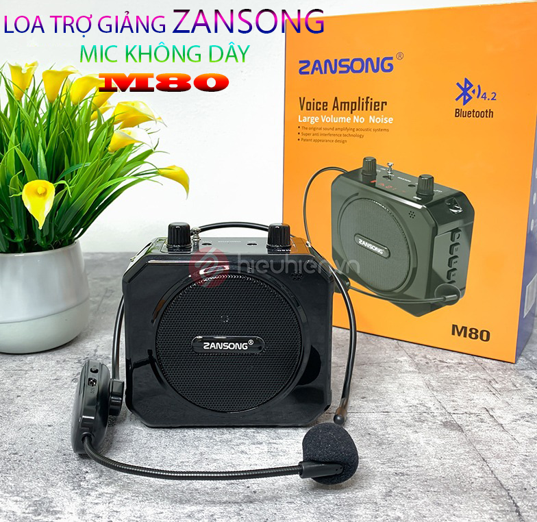 Zansong M80, có bluetooth 4.2, mic trợ giảng không dây, sạc ngược cho mic và điện thoại, nhỏ gọn, công suất lớn, pin trâu