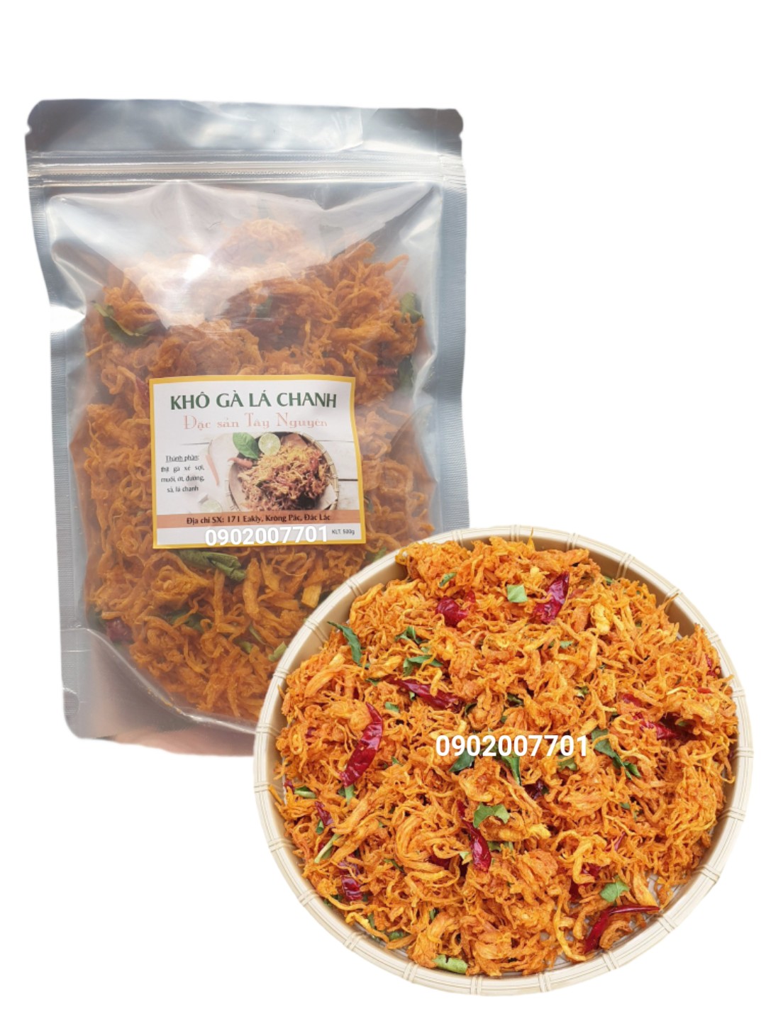 1kg Khô gà lá chanh Đắk Lắk - 100% chuẩn gà đồi thơm ngon - đồ ăn vặt