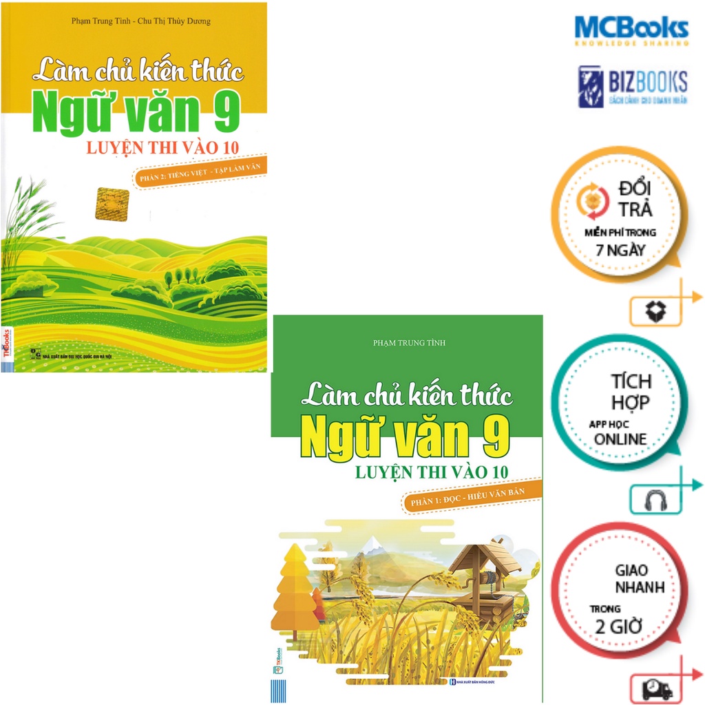 Sách - Combo Làm Chủ Kiến Thức Ngữ Văn 9 phần 1- phần 2 - McBooks