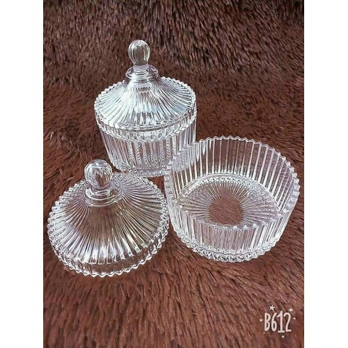 Thố Thủy Tinh Đựng Mứt Màu Trắng Sang Trọng