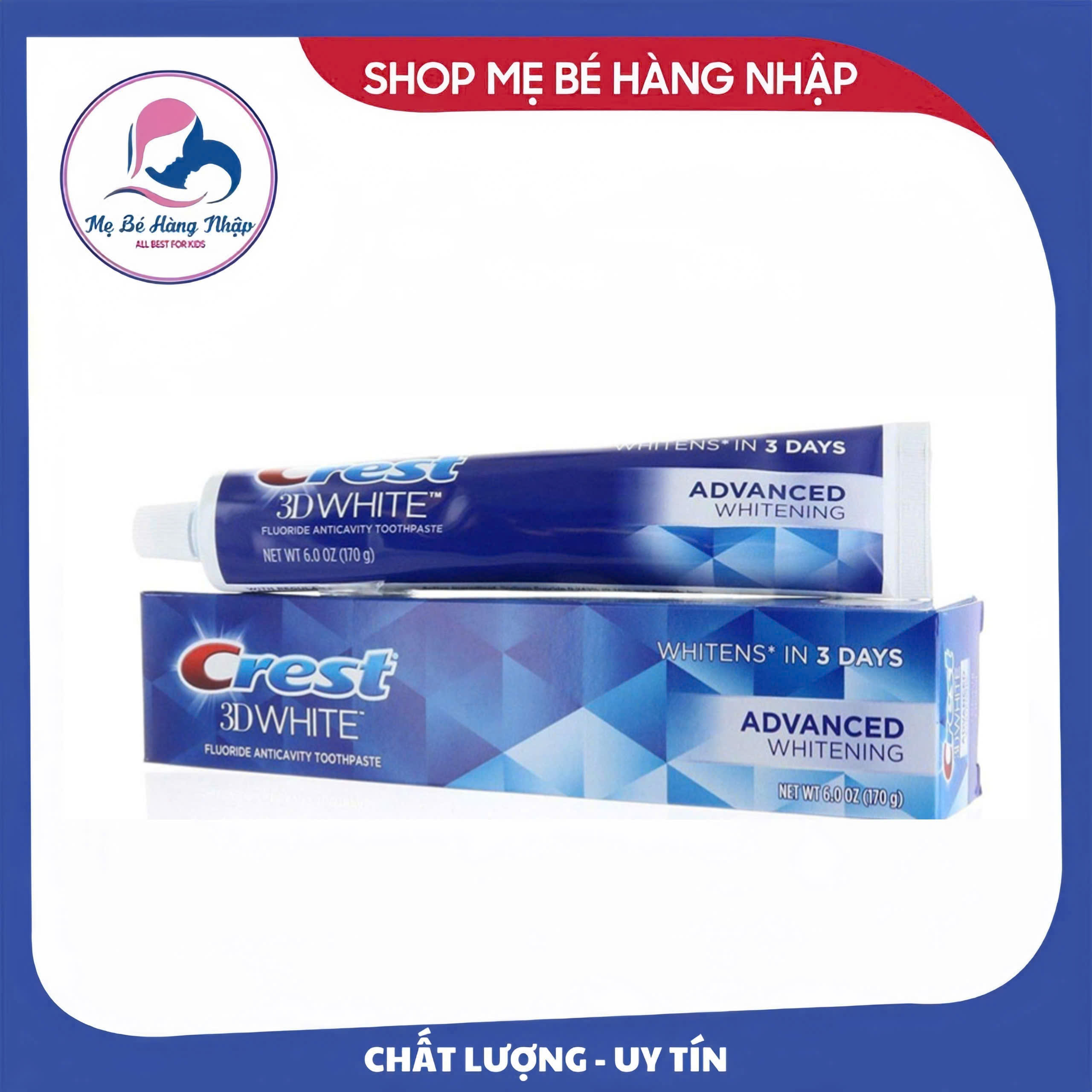 ( MẪU MỚI) KEM ĐÁNH RĂNG CREST 3D WHITE ADVANCED của Mỹ 147Gr