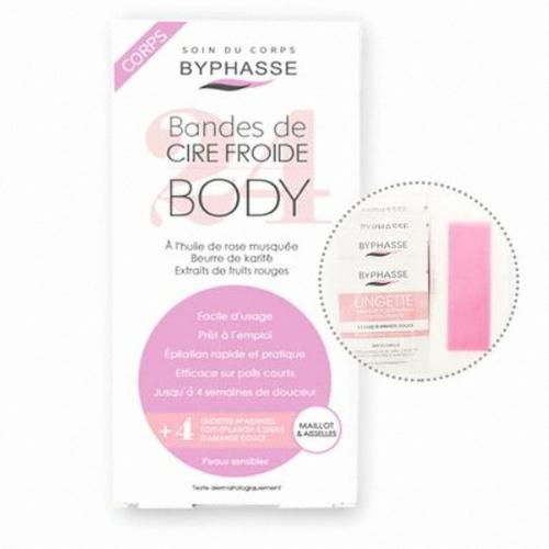 Miếng dán tẩy lông vùng bikini và nách BYPHASSE Cold Wax Strips Body (24 miếng, 4 khăn lau)