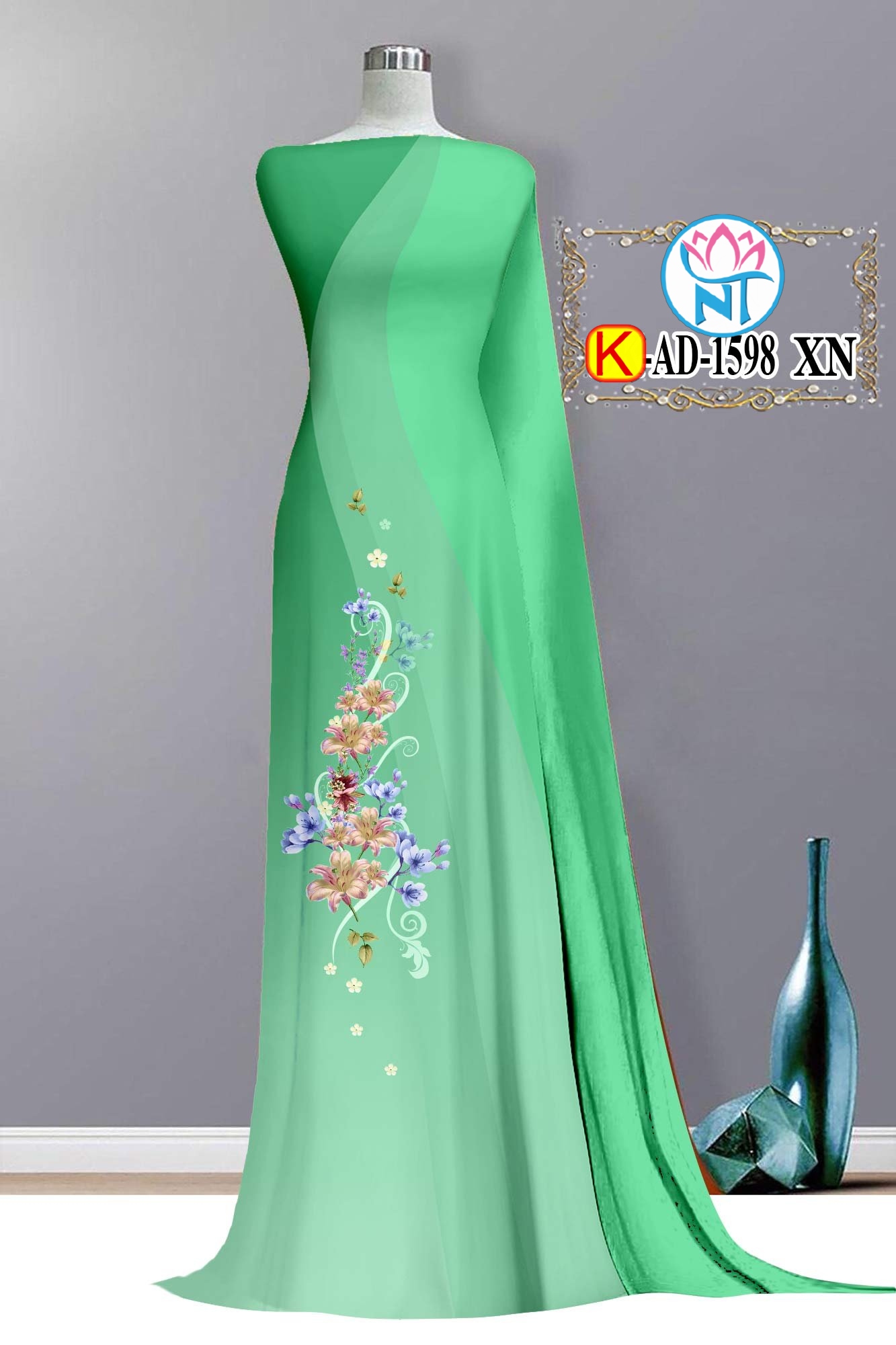 Vải áo dài 3d độc lạ đẹp - k 159