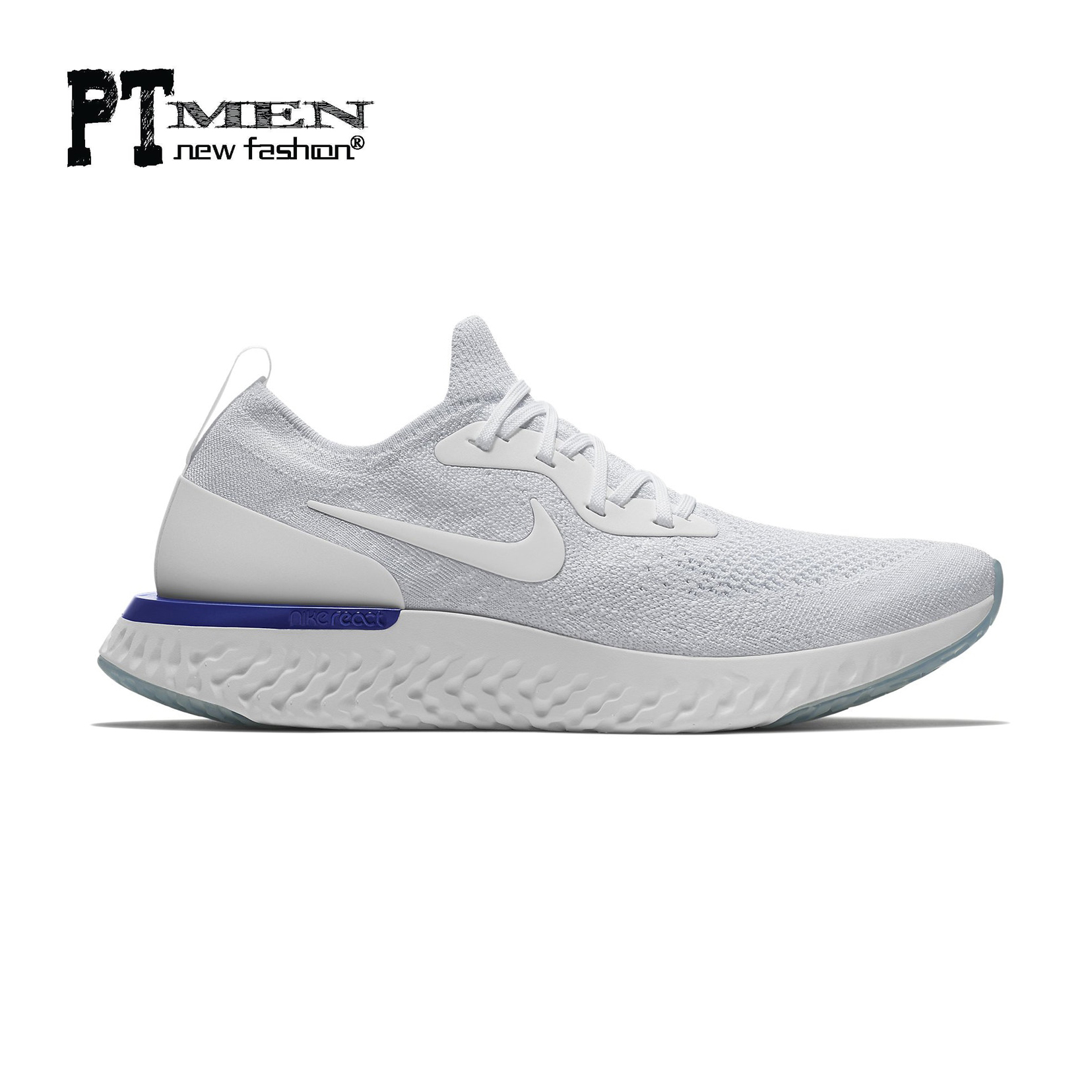 Giày Sneaker Epic React Flyknit White/blue - Giày Gym - Giày chạy bộ - Giày thể thao