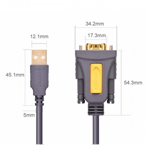Cáp USB to Com RS232 DB9 chính hãng Ugreen 20211 dài 1.5m