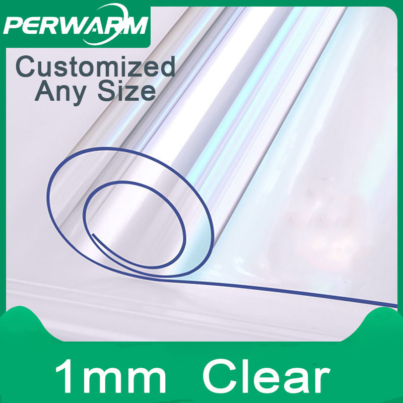 （1mm Transparent Rectangle）PVC Kitchen Crystal Clear Table Protector for Dining Room Table Plastic Protective Pad Vinyl Tablecloth Cover