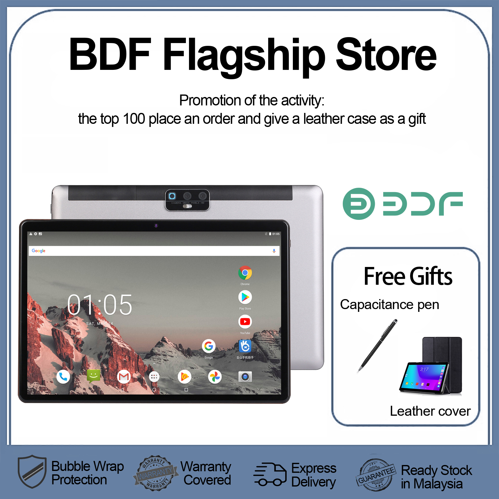 2021 Flagship Máy tính bảng BDF 8GB RAM 128GB ROM MediaTek SC9863A Bộ xử