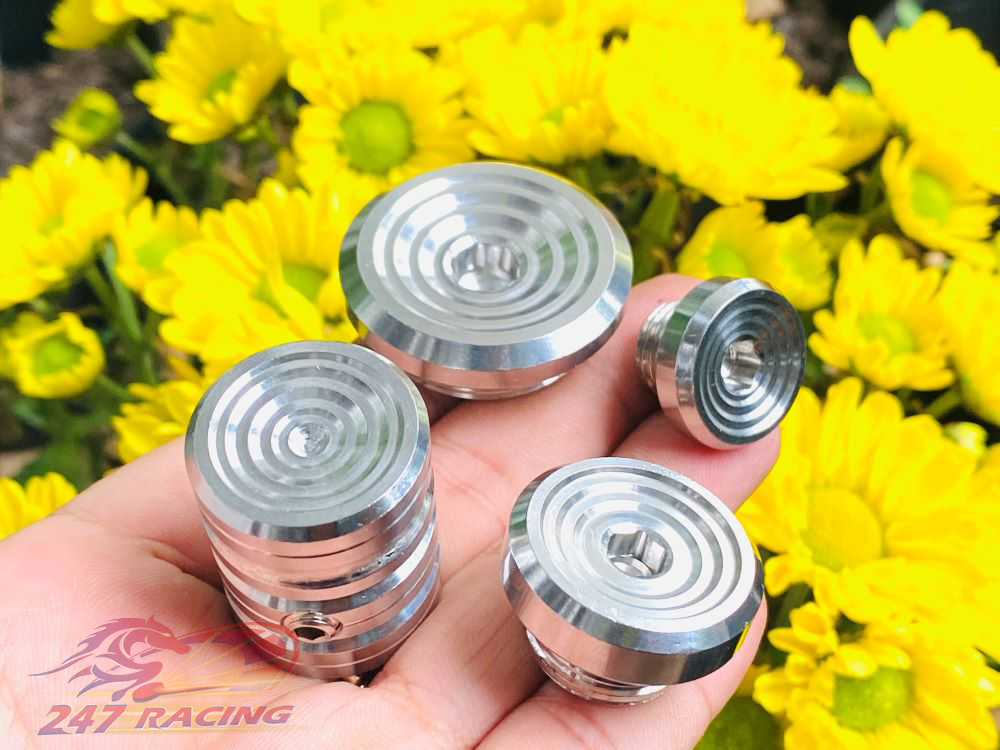 Combo 4 món ốc mâm lửa,Chụp giò đạp,ốc nắp nhớt INOX 304 mẫu THÁI gắn xe máy Sirius,Exciter,Wave,Dream,Winner....