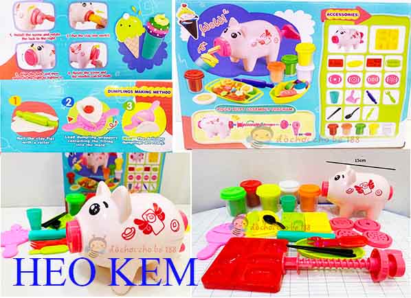 đồ chơi đất nặn đất sét chú heo, bò, chó làm mì