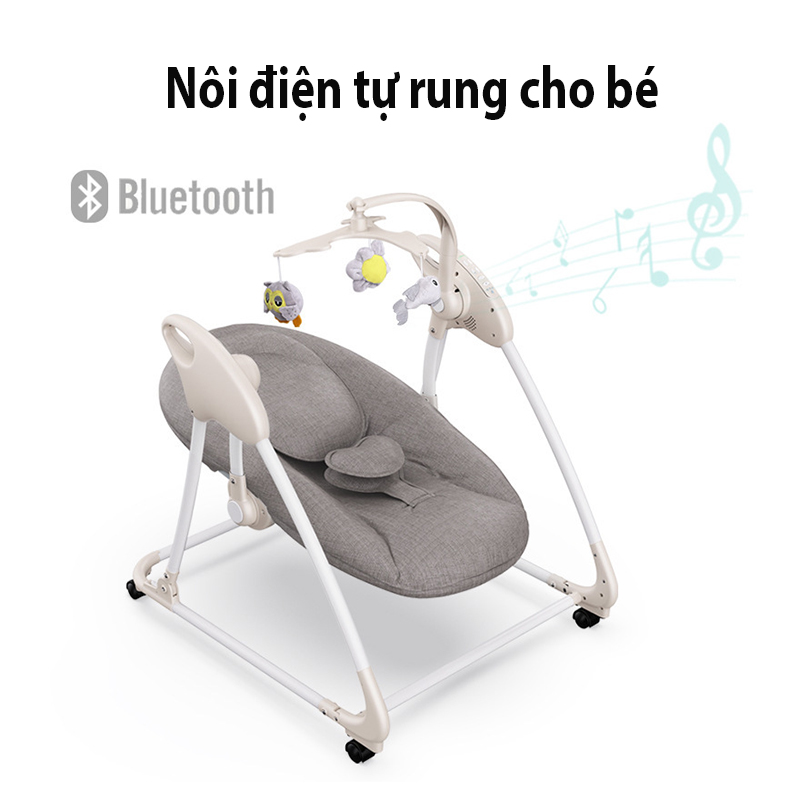 Nôi điện tự rung cho bé có kết nối bluetooth phát nhạc ru bé ngủ ngon hơn - nôi điện trẻ em, nôi rung điện em bé nôi tự rung , nôi ru ngủ tự rung