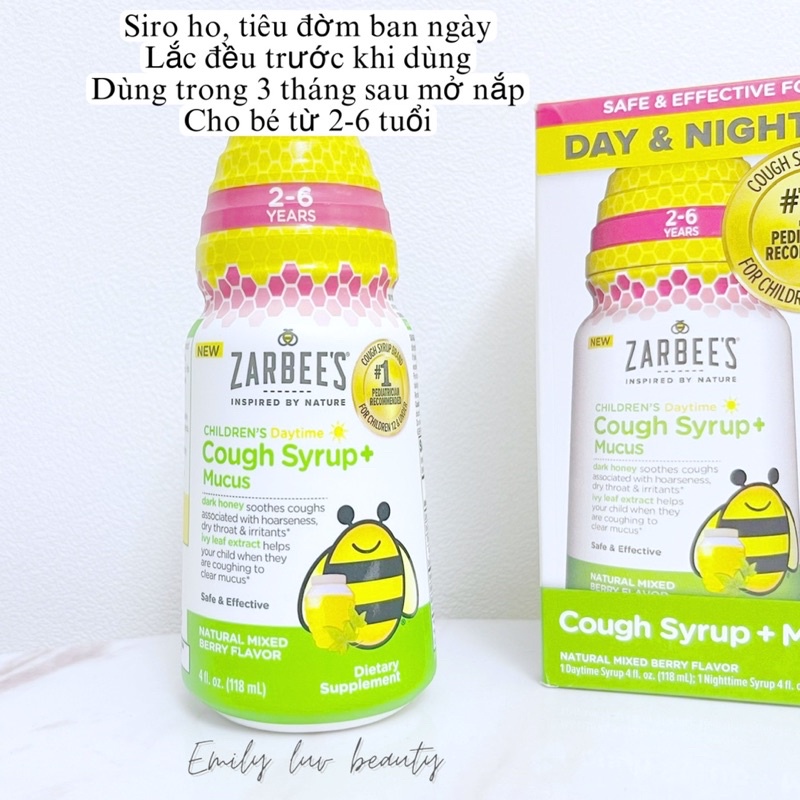 Siro ho tiêu đờm Zarbee’s Cough 118ml Mỹ