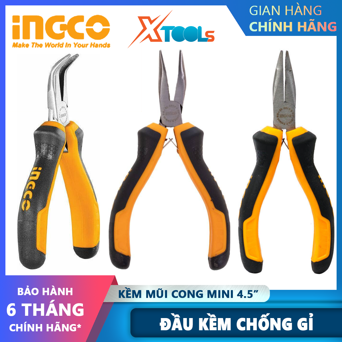 Ingco mini model hmbnp08115 curved pliers | 4.5/115mm Mini size pliers polished and anti-rust pliers head xtools